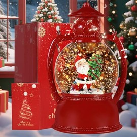 Purplecrystal decoración de Navidad decoración de Interiores con lámparas de árbol de Santa Claus,Festival de Regalos de decoración del hogar Musical,8 música navideña Luces navideñas,Rojo