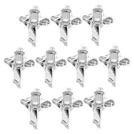 Mikinona Metal Cross Nail Accessories 10pcs Cross Nail Art Charms Rhinestones for Women Festive Decor