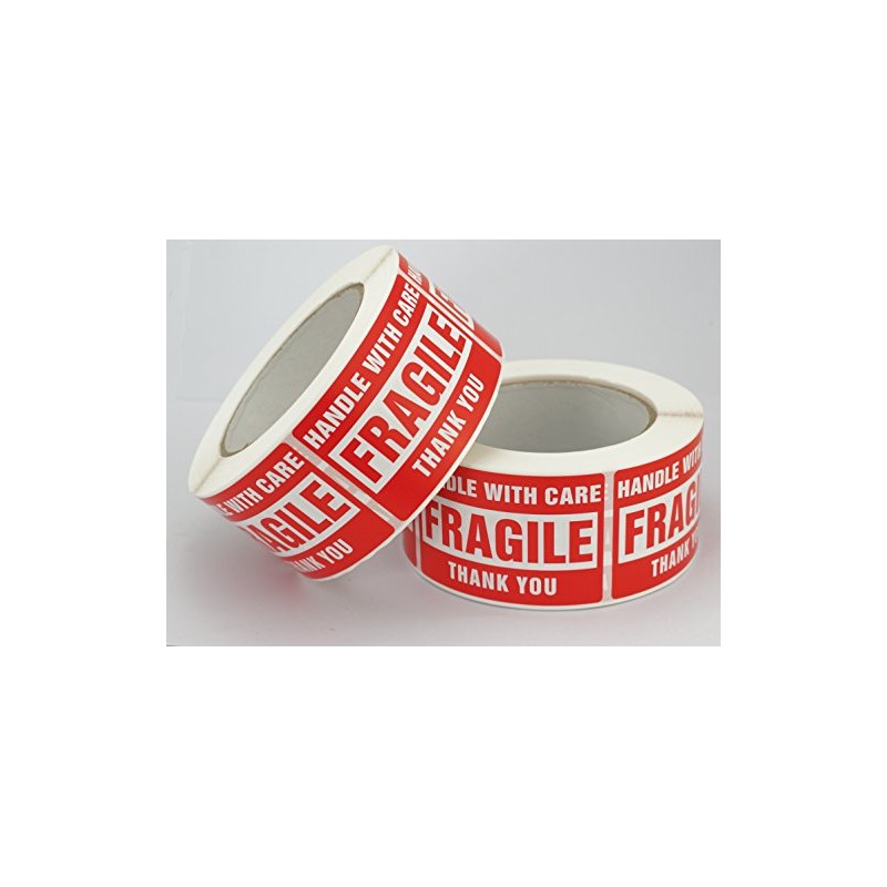10 Rolls/5000 Labels,Handle with Care Fragile Thank You, Red Warning