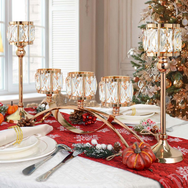 Crystal Bowl Tealight Candelabra Votive Candle Stand/Candleholder Sets,Wedding Centerpieces Candlestick