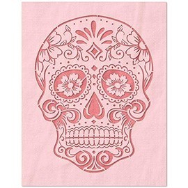 Stencil Stop Ornate Dia de Los Muertos Skull Stencil - Reusable for DIY Projects, Painting, Drawing, Crafts - 14 Mil Mylar Plastic (6.75 X 9 inches)