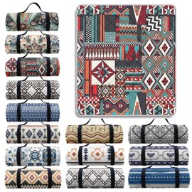 Ultralight Ethnic Waterproof Picnic Mat (150x200cm/200x200cm) - Foldable Outdoor Rug for Aesthetic Camping & Car Trips No.12 / 200x200cm