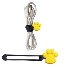 Silicone Cable Ties with Paw Yellow charms for Earphone Phone Charger Audio Cable Computer