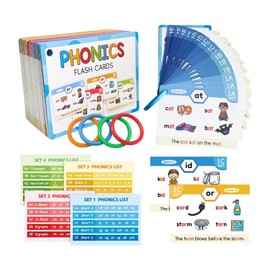 Perfeclan Phonics Flash Cards Word Builder Games,Home School Supplies,Educational Toy Letter Sound for Elementary Kids Preschool Gifts