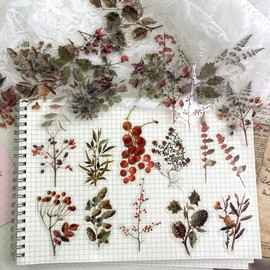 Plant Journaling Stickers Pack 160Pcs, Vintage Scrapbook Sticker Aesthetic Natural Flower Mushroom Sticker Art Bullet Journals Planners DIY Sticker, Pretty Floral Decorative Decals