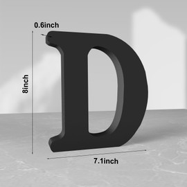 Aruatu 8 Inch Black Wood Letters Unfinished Wood Letter for Wall Decor Decorative Standing Letter Large Letters for Wall Decoration for Craft Home Party Projects (D)