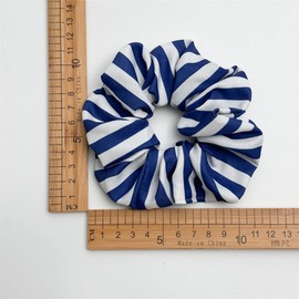 6 Pcs Blue Scrunchies for Hair Stripe Plaid Elastic Hair Bands Ties, Blue Polka Dot Hair Ties Ponytail Holders for Women Girls