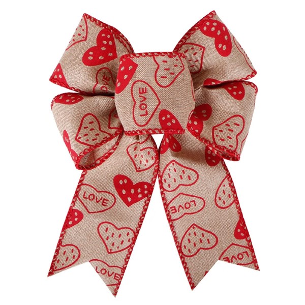 SIMISI RIBBON Burlap Wreath Bow Valentine's Day Red Heart Bows