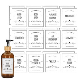24 Pcs Waterproof Soap Labels Lotion Labels Reusable Bathroom Label Stickers Kitchen Hand Soap Dispenser Label Stickers for Shampoo and Conditioner Travel Bottles (White)