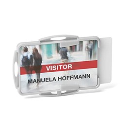 Durable Eco-Friendly ID Card Badge Holder - Grey - Recycled Plastic & Blue Angel Certified - Holds 2 ID Security Passes - Pack of 10