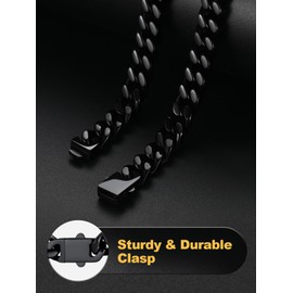 Black Chan for Men,9mm Black Cuban Link Chain Necklace,Hip Hop Jewelry,18"