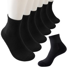Athletic socks for women men 6 Pairs Thick Cushioned Sport Ankle socks Running Hiking Crew Socks 6xBlack