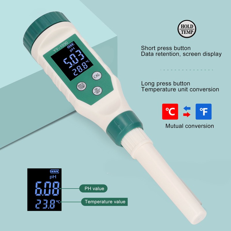 PH Meter BT LCD Display Accurate Measurement Portable PH Probe