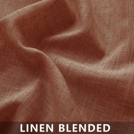 Mrs.Naturall Terracotta 36x72 Inches Long Back Tab Linen Blend Sheer Curtains