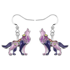 DALANE Enamel Alloy Wolf Earrings Hanging Novelty Jungle Animals Jewellery Wolf Gifts for Women Girls, Zinc, No Gemstone