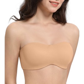 Lemorosy Women's Multiway Strapless Bra Plus Size Unpadded Unlined Minimizer Seamless Bandeau(Walnut,44E)