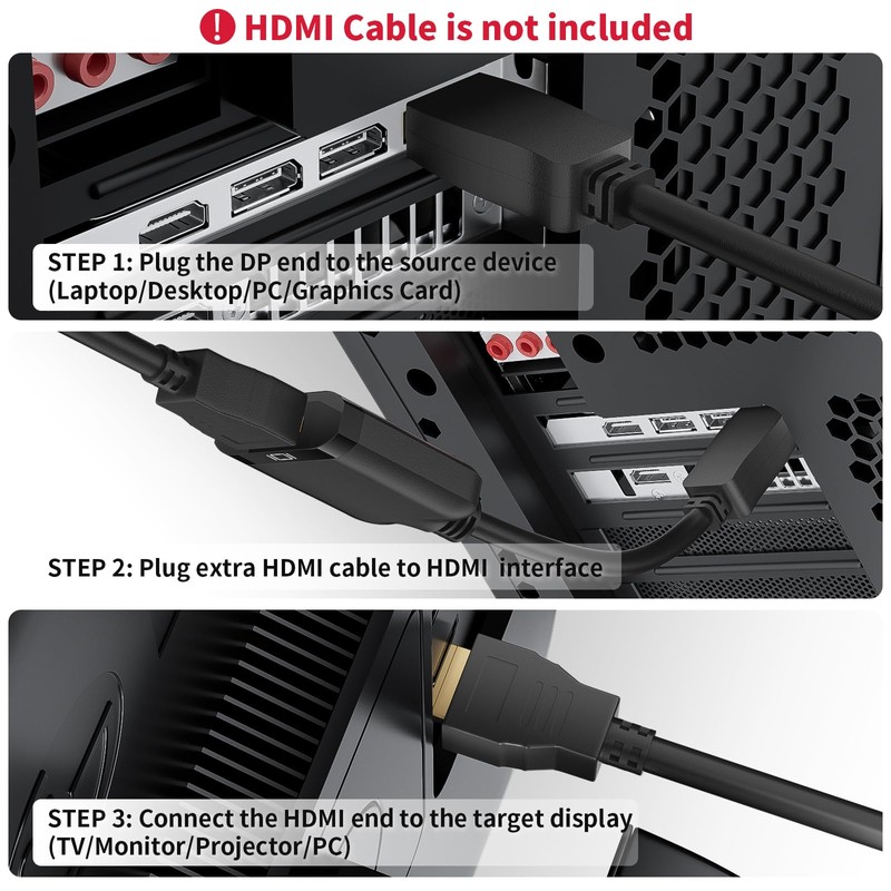 LUKFOCAB Displayport to HDMI Active Adapter Cable, 4K DP 1.4