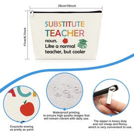 Substitute Teacher Gift Zipper Makeup Bag Teacher Assistant Appreciation Gifts for Women Thank You Gift for Substitute Teachers Cosmetic Bag Teacher’s Day Gifts for Teachers Coworker Makeup Pouch