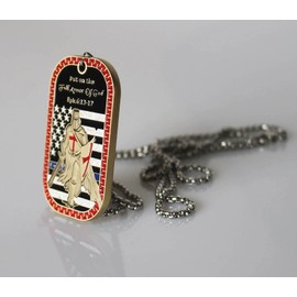 HillSpring Put On The Full Armor of God Tag, Stainless Steel Pendant Necklace