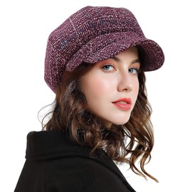 DORRISO Fashion Women's Beret Hat Knitted Peaked Cap Spring Autumn Winter Hat Adjustable Lightweight Soft Painter Hat Beret Hat Octagonal Hat 54-58 cm, Red (red A)