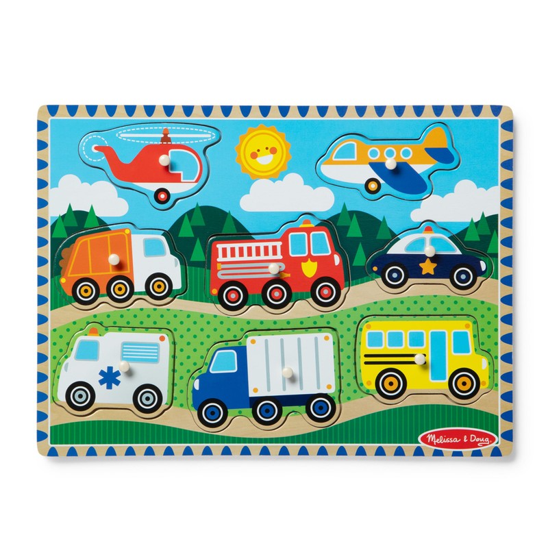 Melissa & Doug Vehicles Wooden Peg Puzzle (8 pcs)
