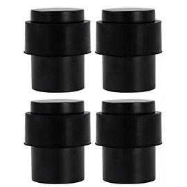 4 Pack Floor Door Stopper, Black Door Stop Stainless Steel Modern Door Stoppers Wall Protector Commercial Door Bumper Wedge Decorative Cylindrical Floor Mount Door Stops for Bottom of Door (4, Black)