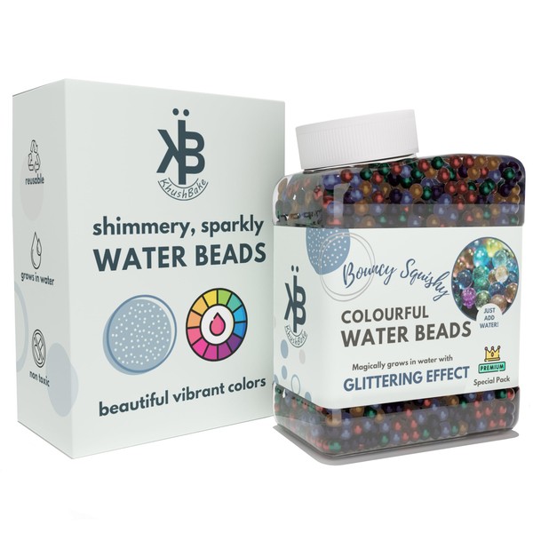 KhushBake Glittering Water Beads, Refreshingly Soft and Sparkly Water Absorbing Beads for Vases, Plants Soil, Decorating Filler, and Home Decoration