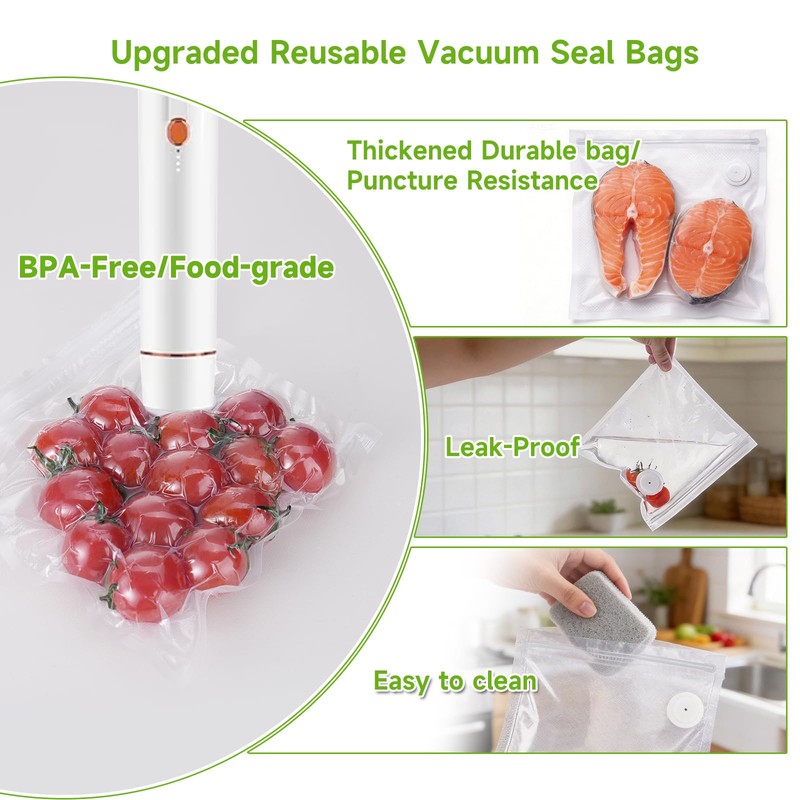 Vixino Vacuum Sealer Bags for Food, 30 Reusable BPA-Free Vacuum