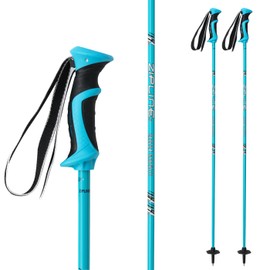 Zipline Lollipop 14.0 Graphite Carbon Composite Ski Poles – Lightweight Ergonomic Grip, Vibration Dampening, Groomers and Freestyle. Choice of Olympic Skiers (Radiant Blue, 38" in./96 cm)
