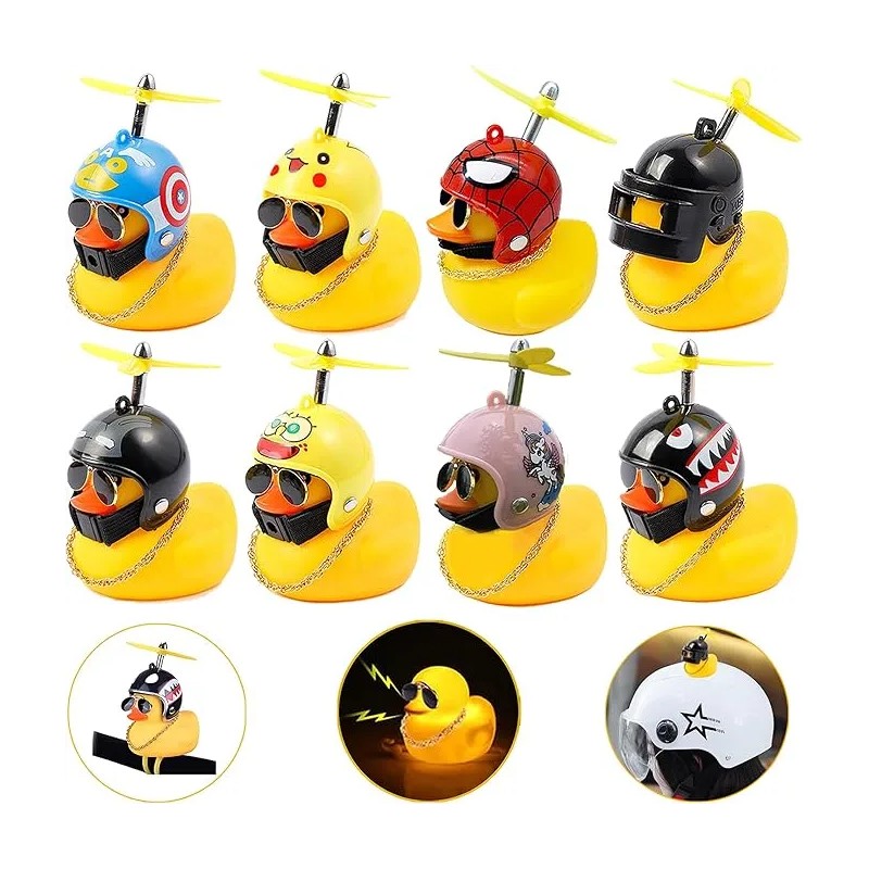 Kit Casco Proteccción Infantil + Patito De Goma Con Luz
