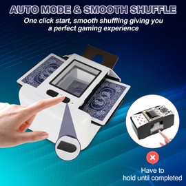 G GO . HO Automatic Card Shuffler，Rechargeable Card Shuffler 1-2 Decks,One-Press AUTO & Manual Mode,Fast & Smooth Shuffling for Uno, Poker, Phase 10, Card Games,Skip Bo,Blackjack