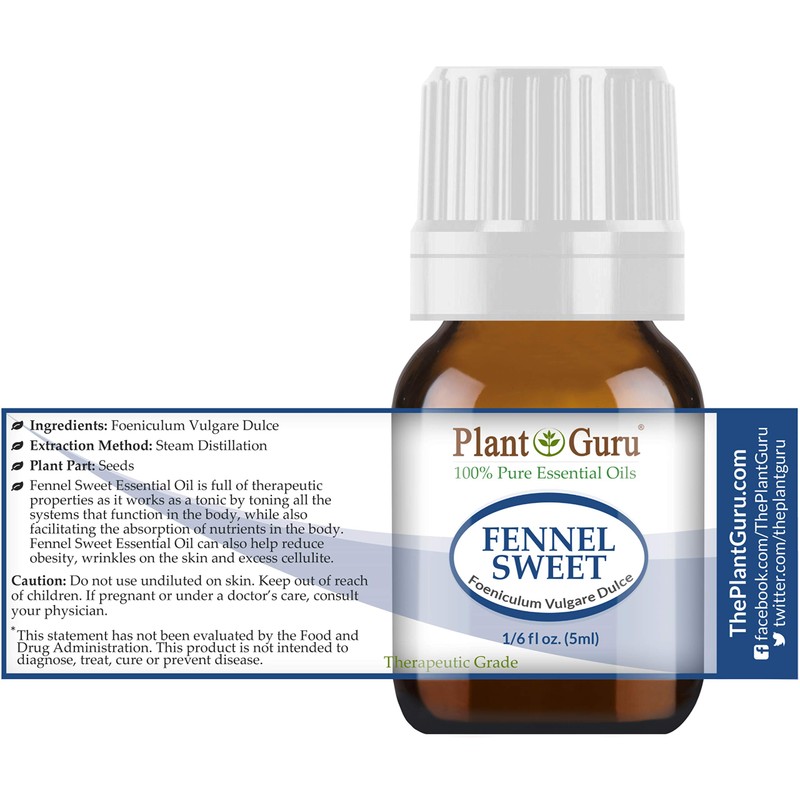 Fennel Sweet Essential Oil 5 ml 100% Pure Undiluted Therapeutic