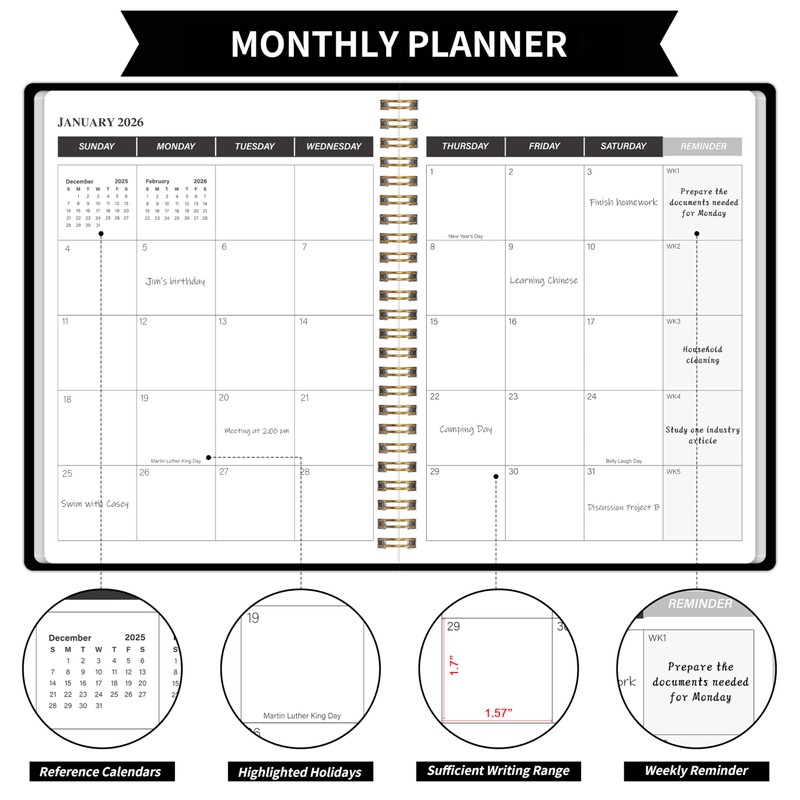 KMQOY Monthly Planner 2026-2027, 2026 Calendar 24 Months Planner, Jan