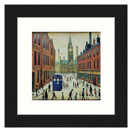 Greetingles Lowry-Style 12"/31cm Square Framed Print. Beautiful Black Ash Frame (Lowry, The Doctor Comes To Town)