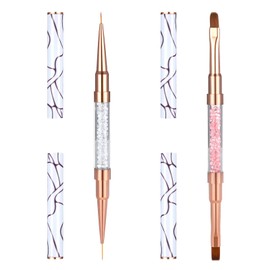 2PCS Double Ended Nail Art Brushes Rhinestone Handle Nail Art Design Brushes Hard Gel Nails Brush Oval Gel Nail Brush for Design Nails