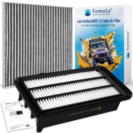 Femota Cabin & Engine Air Filter Kit, CF11182 & CA12050, Lab Certified MERV 13, Pre-oiled, 2pcs, Specific for Honda Civic (2016-2021), CR-V (2017-2021), 1.5L L4 Turbocharged Only