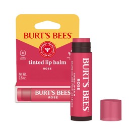 Burt's Bees Bálsamo labial de larga duración, fórmula de bálsamo teñido 2 en 1, infusión de color con manteca de karité hidratante para un acabado de aspecto natural, rosa, 1 tubo