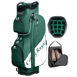 Candyroyal Golf Cart Bag:14 Way Full Length Divider Top Lightweight with Cooler Dark Green