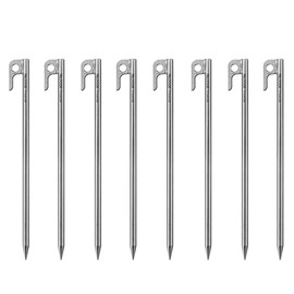 FIELDOOR Titanium Pegs for Tents, Tarps, 9.4 inches (24 cm), Set of 8, Lightweight, Strong Titanium Pegs, Corrosion Resistant, Durable, Ultra Lightweight, Solo Camping, Touring, Camping Equipment, Outdoor Activities