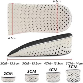 1 Pares Plantillas para Aumentar Altura, Plantillas de Gel Hombre y Mujer, Plantillas de Espuma Viscoelástica, 2cm, Invisibles, Absorbentes de Sudor, Transpirables para Zapatos, Botas (Negro, 5 cm)
