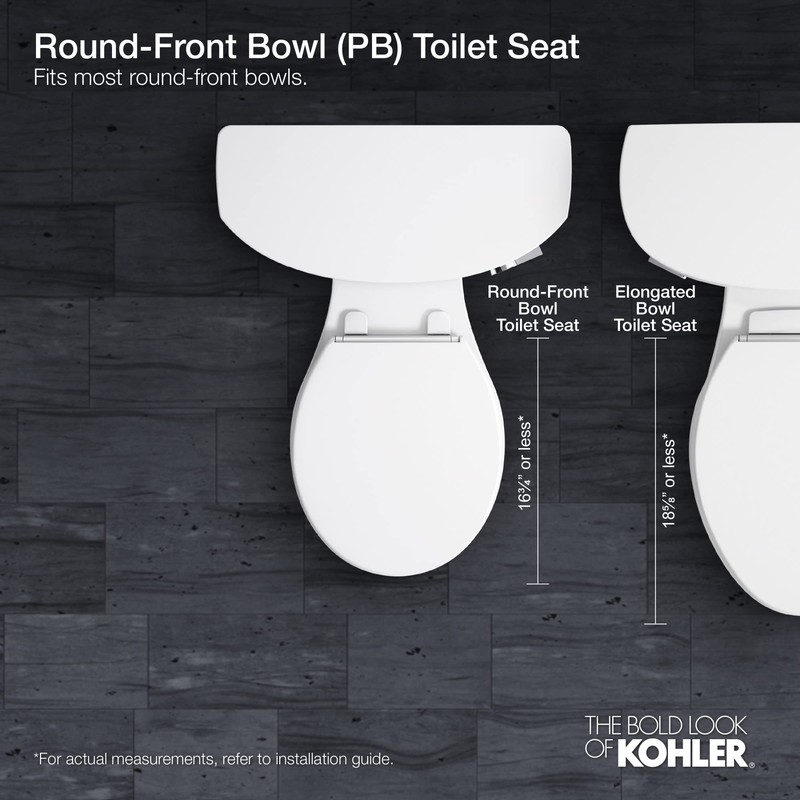 KOHLER K-4639-47 Cachet Round, Grip-Tight Bumpers, Quiet-Close, Quick-Attach Hardware, No