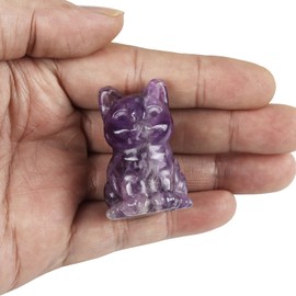 Lovionus89 Moonstone Mini Happy Sitting Cat Crystal Stone Figures, Hand Carved Gemstone Animal Sculpture Home Decor for Cat Lovers