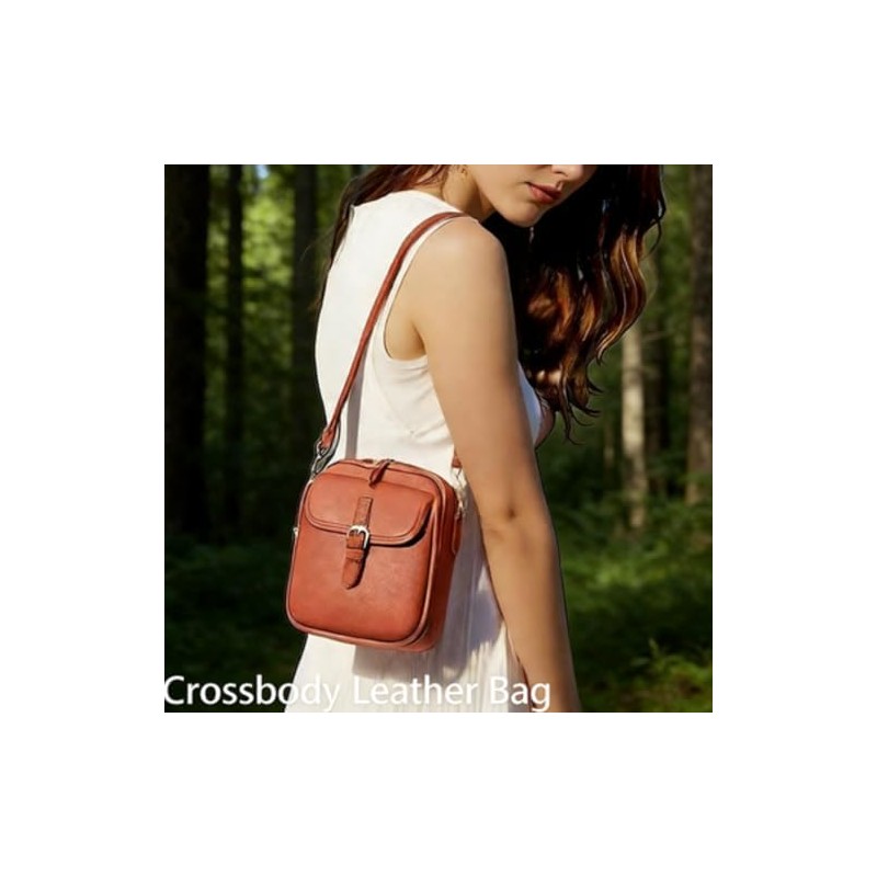 Crossbody Leather Bag, Large Capacity Anti-Theft Vintage Bag, Multi-slot Bag