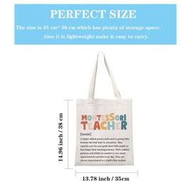 GJTIM Montessori Teacher Tote Bag Kinder-garten Teacher Gift Early Child-hood Educator Appreciation Gift Teacher Stuff Bag (Montessori Teacher Tote)