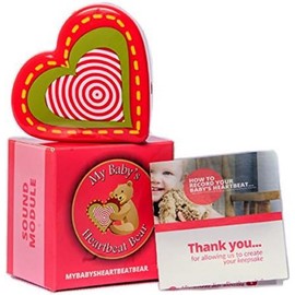 My Baby's Heartbeat Bear Recordable Stuffed Animals 20 sec Heart Voice Recorder for Ultrasounds and Sweet Messages Playback, Perfect Gender Reveal for Moms to Be, Heart Recorder