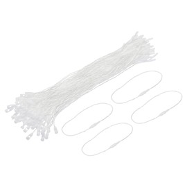 MECCANIXITY Polyester Rope Hang Tag String Snap Lock Pins Loop Price Tag Fastener,Plastic Tags Ties 200mm/7.87 Inch Length,1mm/0.04 Inch Dia,Pack of 100,White