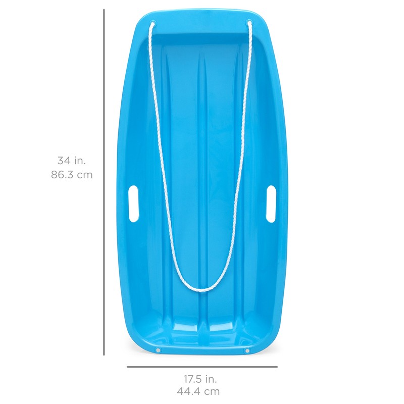 Best Choice Products 35in Kids Plastic Toboggan Snow Sled w/Pull