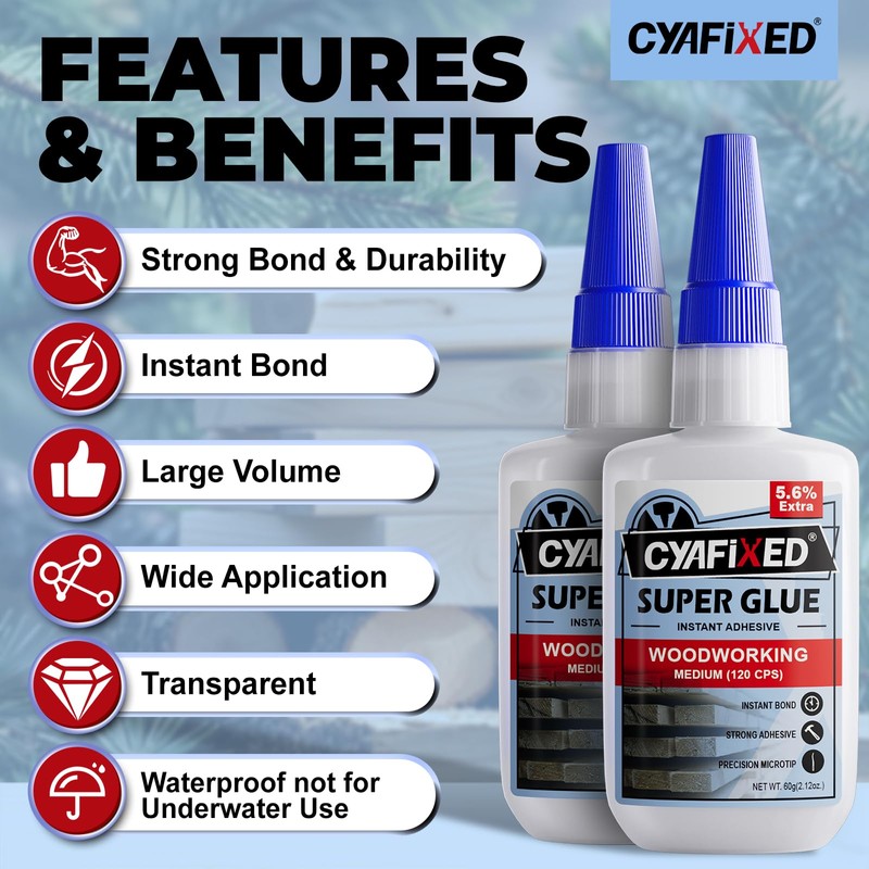 Wood Super Glue 113.6 Gram 4oz, Clear Instant Medium Cyanoacrylate