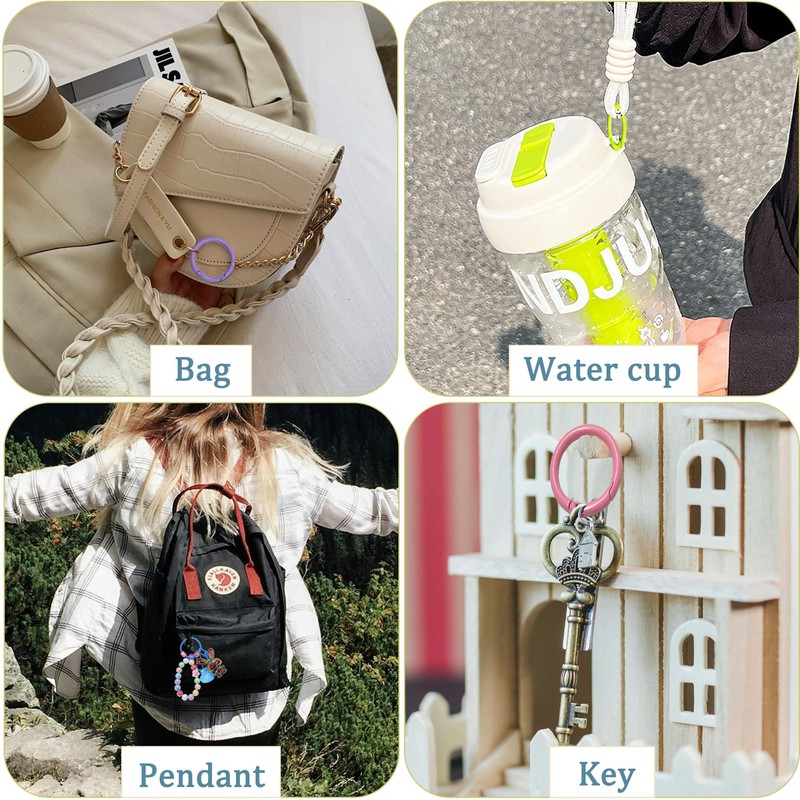 LIANCHEN 24 Pieces 6 Colours Round Carabiner Key Ring Round