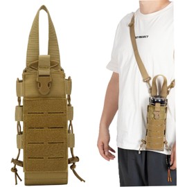 Molle Portabotellas de Agua, Bolsa de Botella Agua Molle para Mochila, Portador hidratación Ajustable para Viajes, Pesca, Caza, Senderismo al Aire Libre, marrón Claro